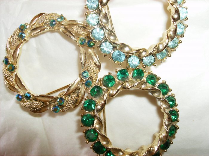 Vintage Rhinestone Circle Pin Jewelry Lot
