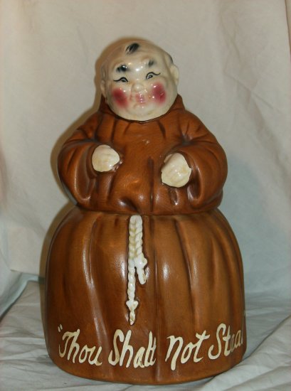 Monk Cookie Jar " Though shall not steal"