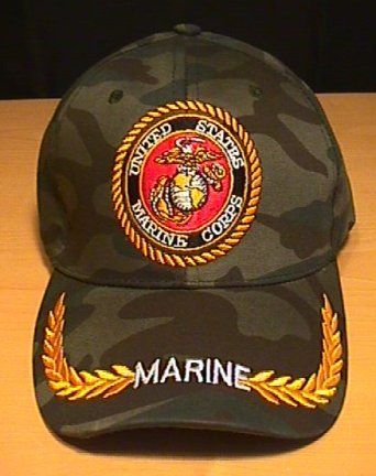 MARINE CIRLCLE LOGO CAP W/BRAID - WOODLAND CAMO