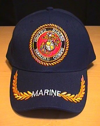MARINE CIRLCLE LOGO CAP W/BRAID - NAVY BLUE
