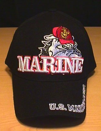 MARINES BULLDOG CAP W/3D TEXT - BLACK