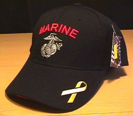 MARINES LOGO CAP W/YELLOW REMEMBRANCE RIBBON