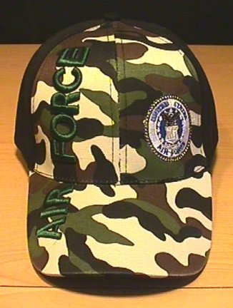 AIR FORCE VERTICAL TEXT CAP - WOODLAND CAMO