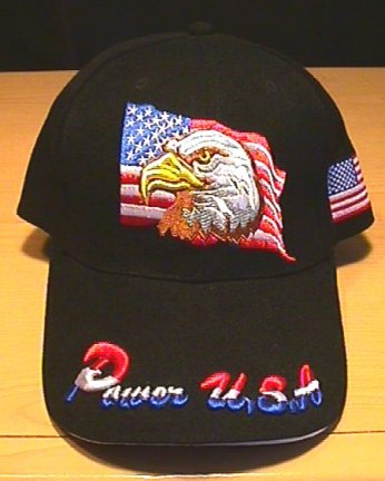 EAGLE ON FLAG CAP W/POWER USA ON BILL - BLACK