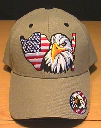 USA FLAG OUTLINE W/EAGLE - TAN