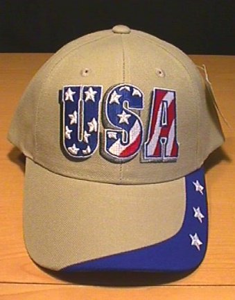 USA PATRIOTIC TEXT CAP W/STARS ON BILL