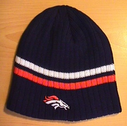 DENVER BRONCOS BEANIE W/ORANGE AND WHITE STRIPES