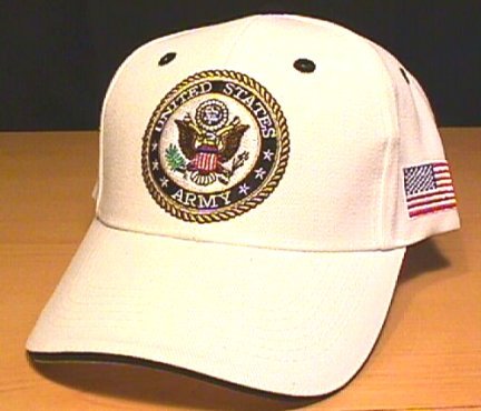 ARMY CIRCLE LOGO CAP W/FLAG - WHITE
