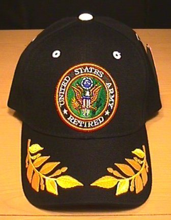 ARMY RETIRED CAP W/CAESAR ACCENTS - BLACK