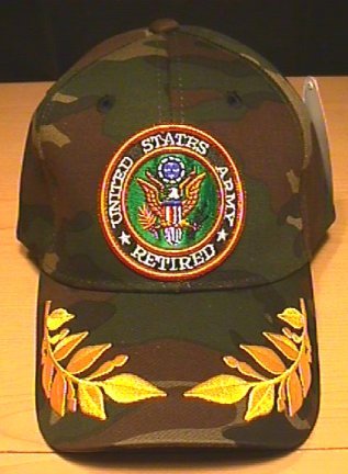 ARMY RETIRED CAP W/CAESAR ACCENTS - WOODLAND CAMO