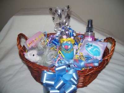 Purrfect Kitty Cat Gift Basket for Cats and Kittens in Blue