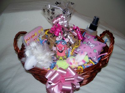 Purrfect Kitty Cat Gift Basket for Cats or Kittens in Pink
