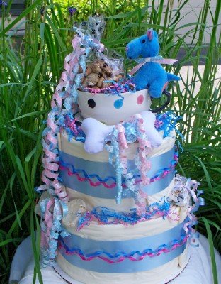 Blue Tea Cup Pup 2 Tier Puppy Shower Gift Cake