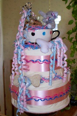 Pink Tea Cup Pup 2 Tier Puppy Shower Gift Cake