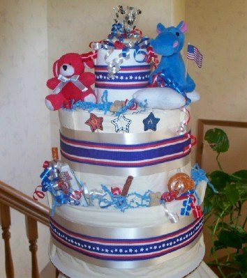 Patriotic Paws 2 Tier Patriotic Themed Puppy Shower Hostess Gift for Dog Lovers