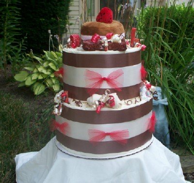 Strawberry Cream Pup 2Tier Puppy Training Pad Shower Gift Cake