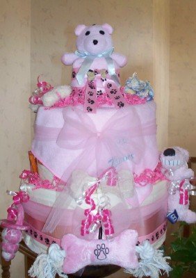 It's A Girl Puppy Shower Centerpiece Gift Cake