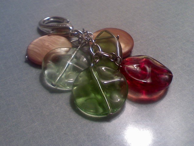 Green Red Brown Pinched Beads Purse Bag Accent keychain