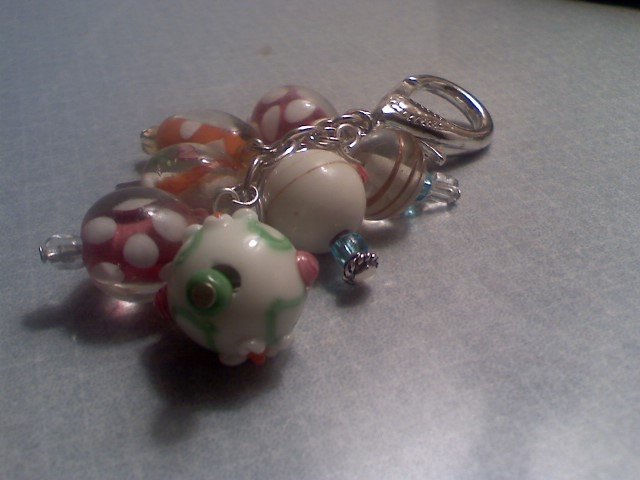 PASTEL TWISTED STRIPE GLASS BEAD Purse Accent keychain
