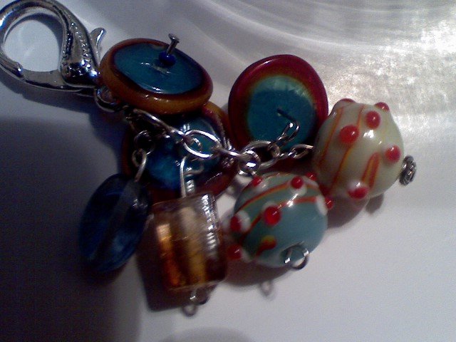 Multi-Colored Ring Purse Bag Accent keychain-Glass Bead