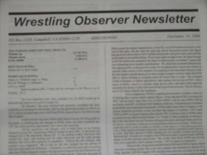 Wrestling Observer 1/1/07 WWE TNA UFC ROH CMLL NOAH ECW