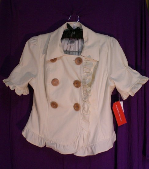 LOVE TEASE Cream Ruffled Jacket with Big Buttons - S
