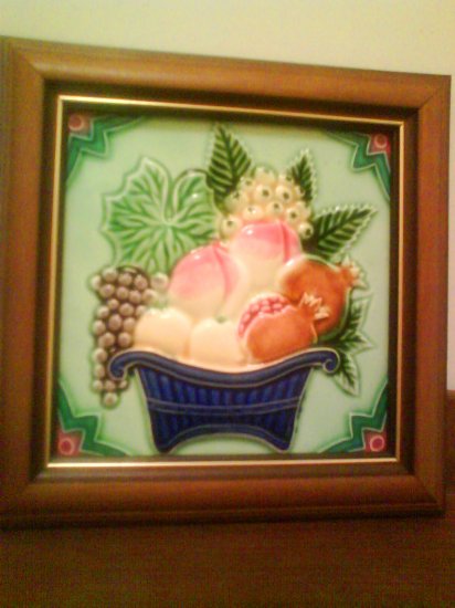 Antique Tile - Basket of Fruits
