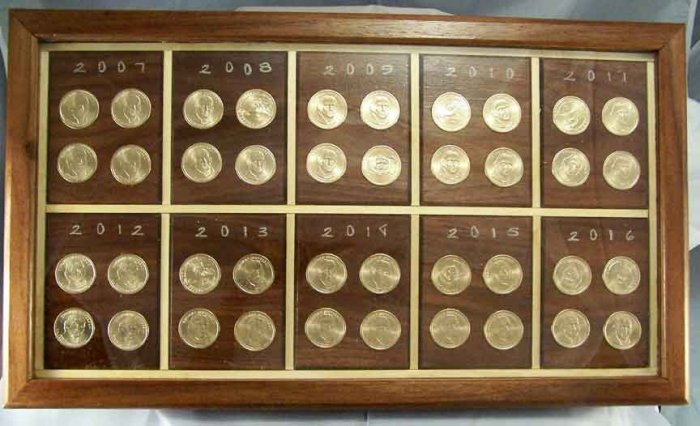 U.S Mint Presidental One Dollar coin display