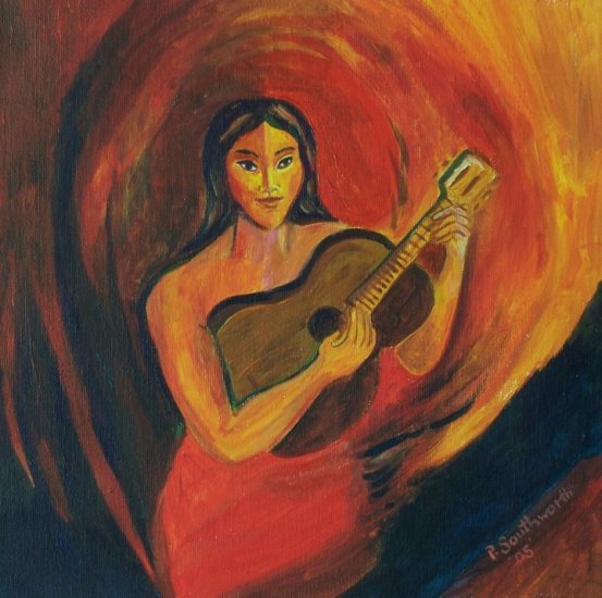 Girl in Red with Guitar