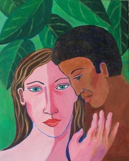 Man and Woman in Green Leaves