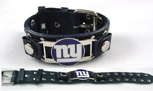 New York Giants Italian Leather Cuff Logo Bracelet