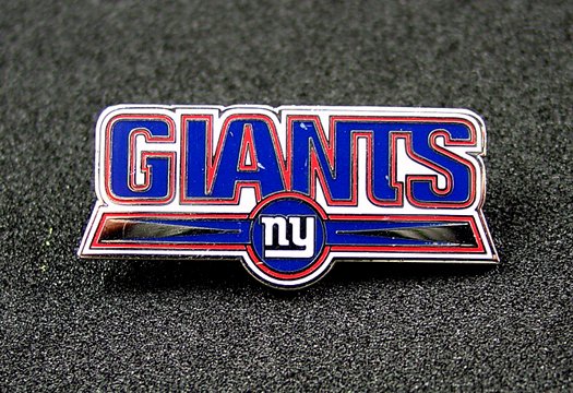 New York Giants Silvertone & Enamel Name Style Logo Pin