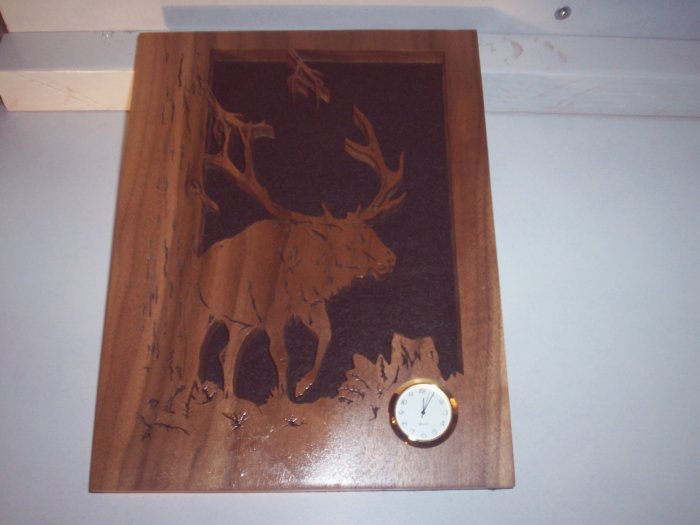 Wooden Elk Mini Clock