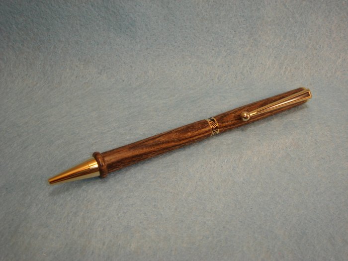 Hand Crafted Louro Preto Wood Slimline Pen w/Gold Plating