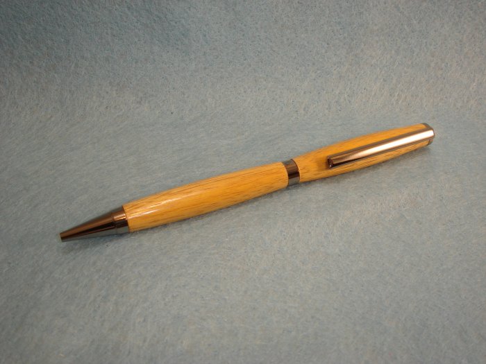 Hand Crafted Canary Wood Slimline Pen w/Black Titanium Plating