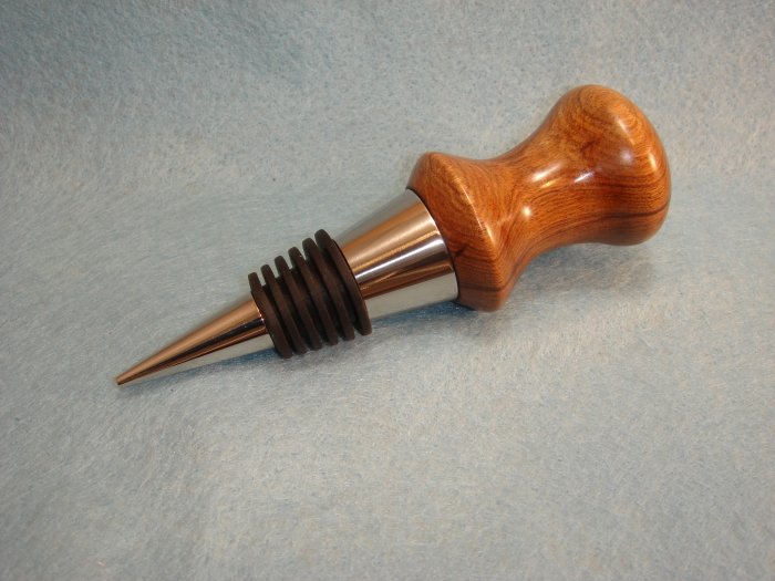 Hand Crafted Stainless Steel Tamboti Wood Bottle Stopper