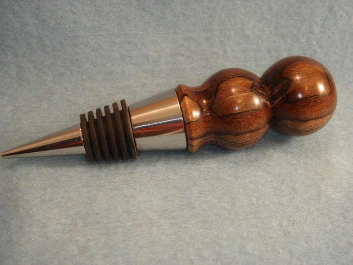 Hand Crafted Stainless Steel Spalted Maple Wood Bottle Stopper