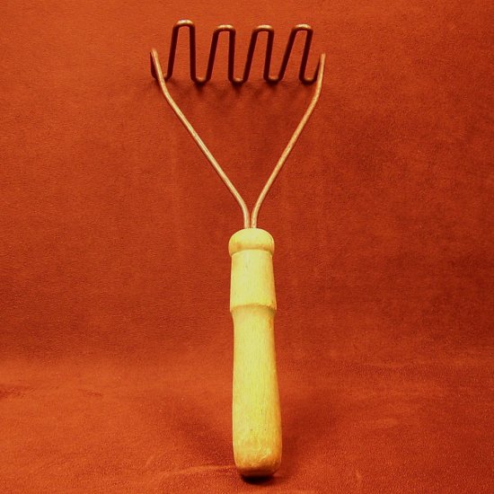 Vintage Green Wood Handled Vegetable Masher