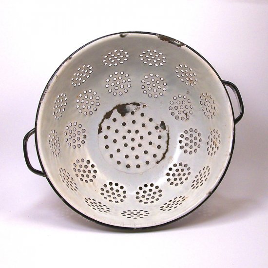 Vintage White Enamelware Colander