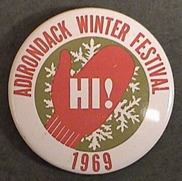 ADIRONDACK WINTER FESTIVAL PIN 1969 RARE ORIGINAL NEW YORK