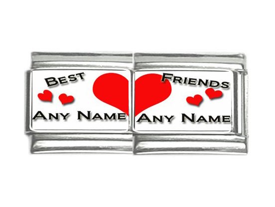 New 9mm photo Italian Charm 2 Set -- Best Friends Any Names