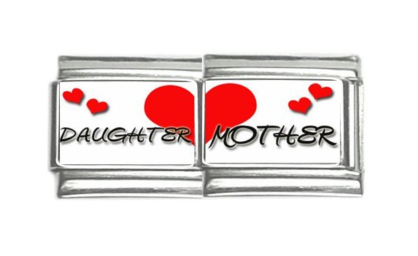New 9mm photo Italian Charm 2 Set -- Mother & Daughter Heart