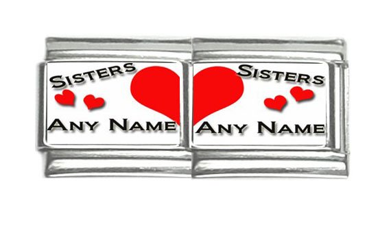 New 9mm photo Italian Charm 2 Set -- Sisters Any Names