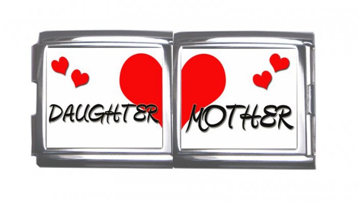 New 18mm Mega photo Italian Charm 2 Set -- Heart Mother Daughter