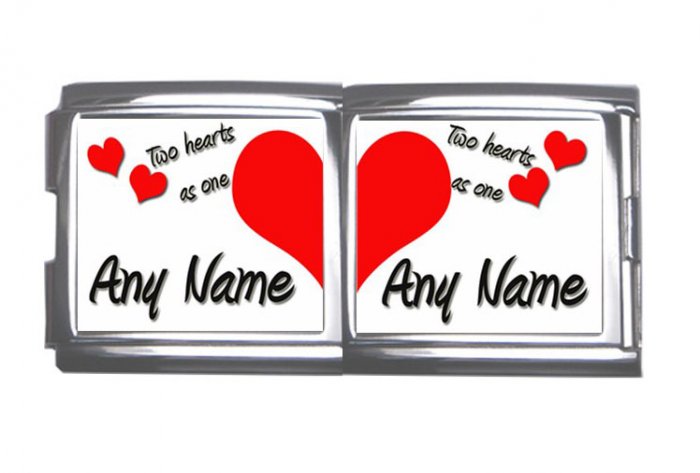 New 18mm Mega photo Italian Charm 2 Set -- My heart belongs to Any Names