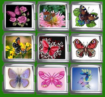 New 18mm Mega Set of 9 Uberry Italian Charms - Butterflys