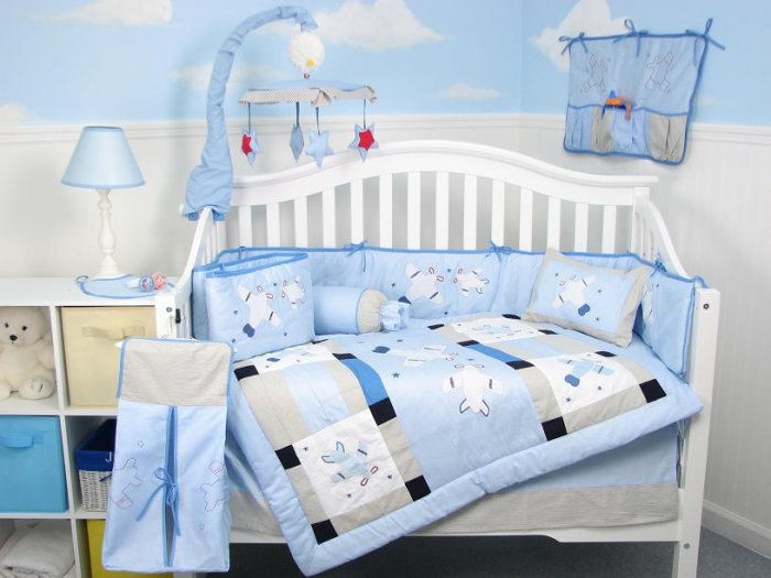 Baby Aviator Baby Infant Crib Nursery Bedding Set 15pcs