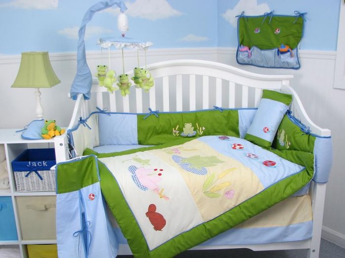 Froggies Pond Baby Infant Crib Nursery Bedding Set 15pc