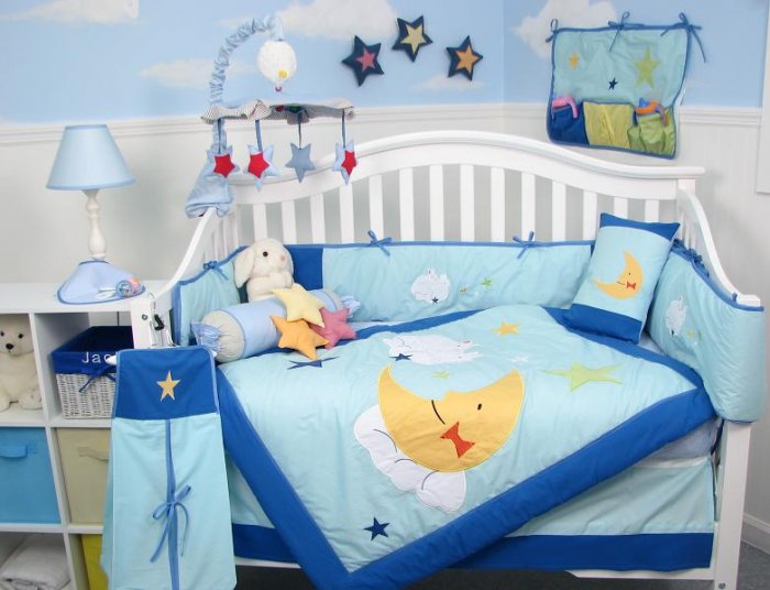 Twin Bunnies Baby Infant Crib Nursery Bedding Set 15pcs