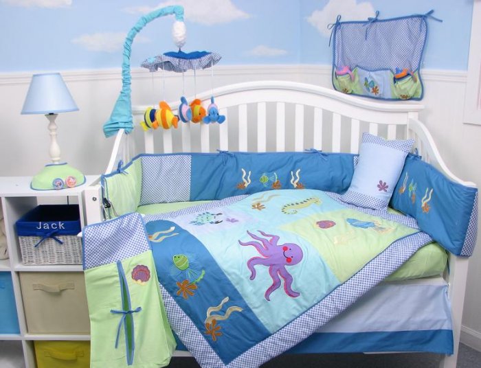 Deep Sea Aquarium Baby Crib Nursery Bedding Set 15pcs